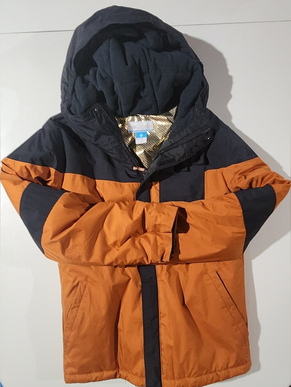 Columbia Mighty Mogul Orange and Black Hooded Winter Jacket Size L 14/16 Boys